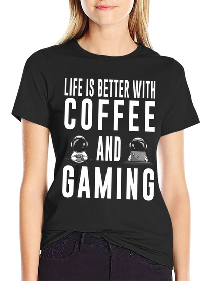 Camiseta Negra: Café y Gaming - La Combinación Perfecta