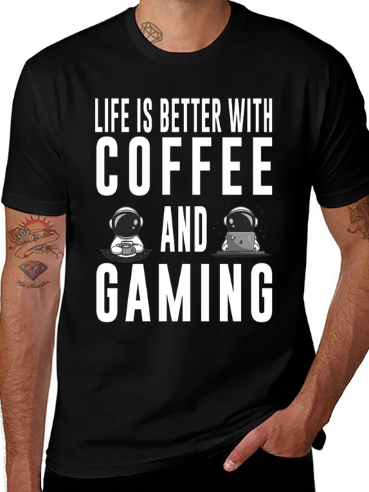 Camiseta Negra: Café y Gaming - La Combinación Perfecta