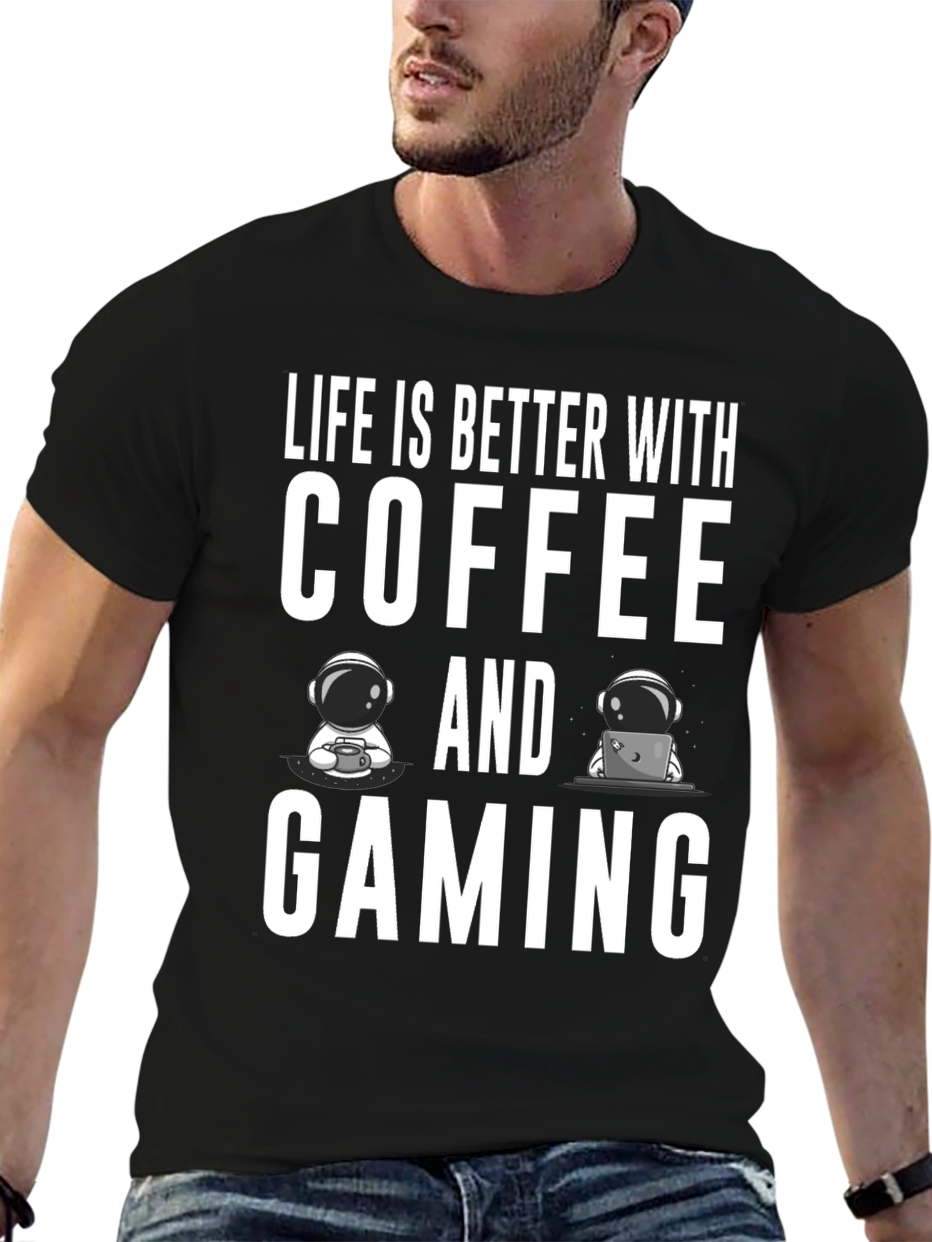 Camiseta Negra: Café y Gaming - La Combinación Perfecta