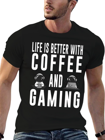 Camiseta Negra: Café y Gaming - La Combinación Perfecta