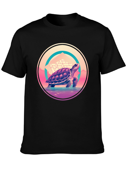 Camiseta Negra con Diseño de Tortuga Retro