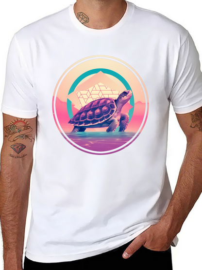 Camiseta Negra con Diseño de Tortuga Retro