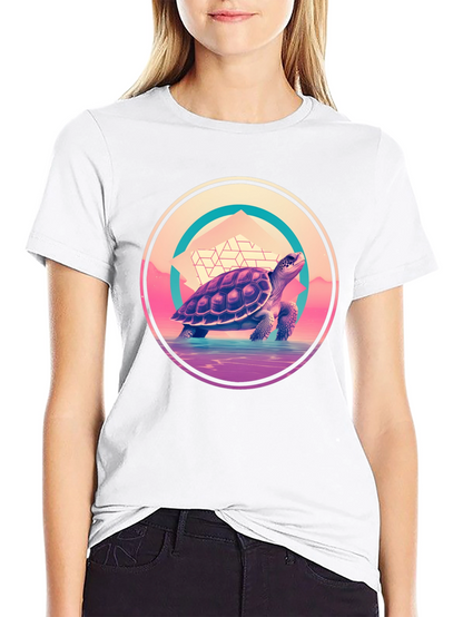 Camiseta Negra con Diseño de Tortuga Retro