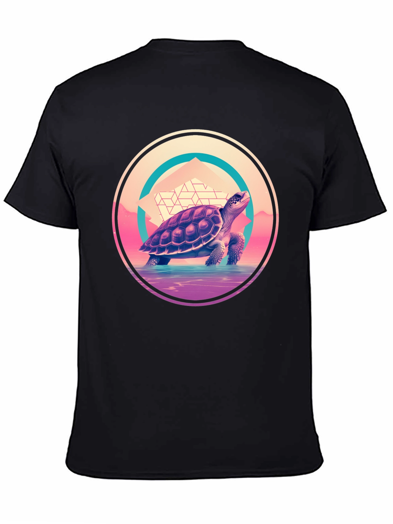 Camiseta Negra con Diseño de Tortuga Retro