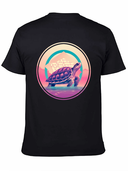 Camiseta Negra con Diseño de Tortuga Retro