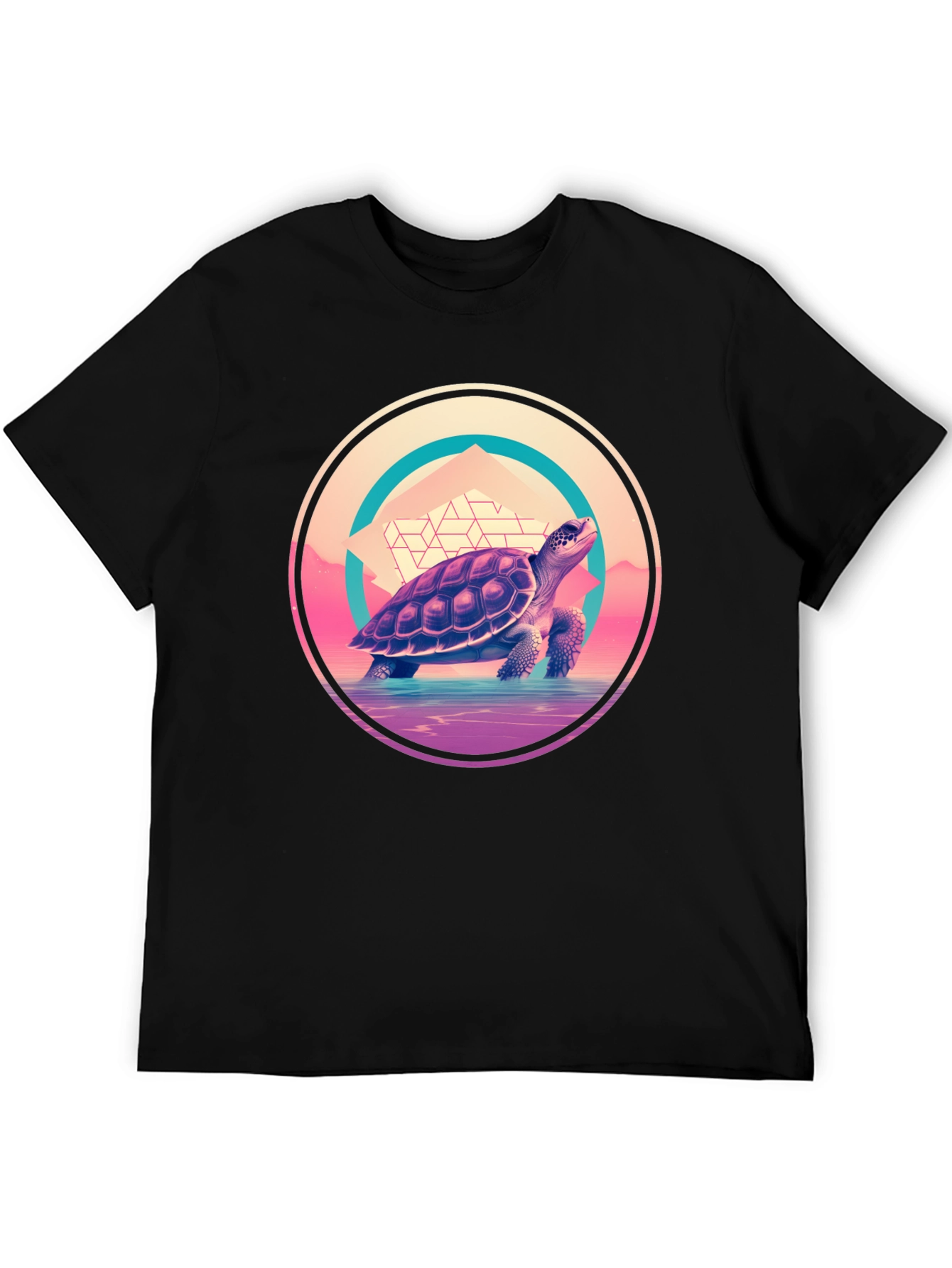Camiseta Negra con Diseño de Tortuga Retro