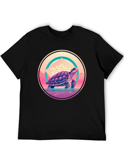 Camiseta Negra con Diseño de Tortuga Retro