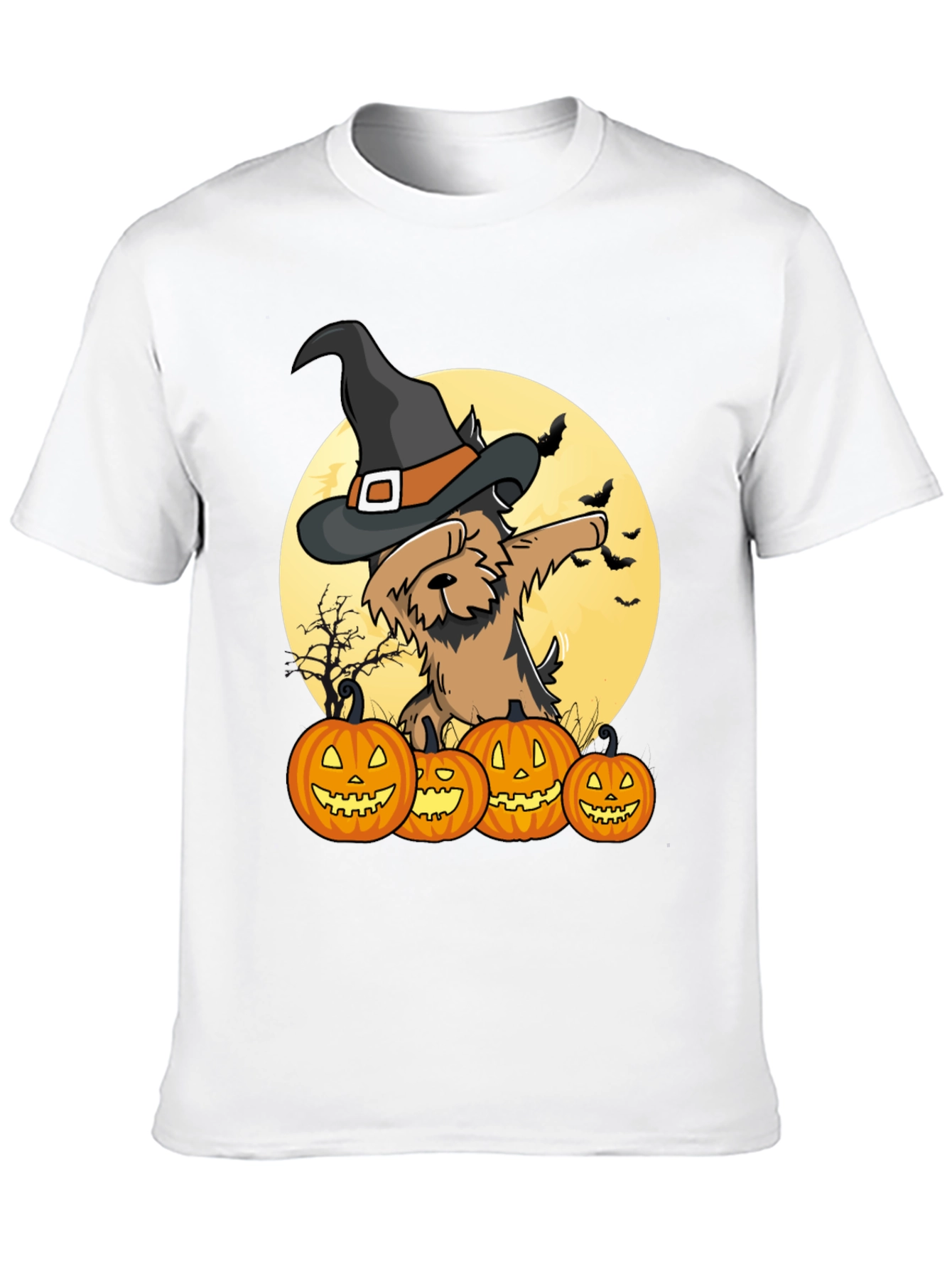 Camiseta Halloween Perro Bruja Calabazas