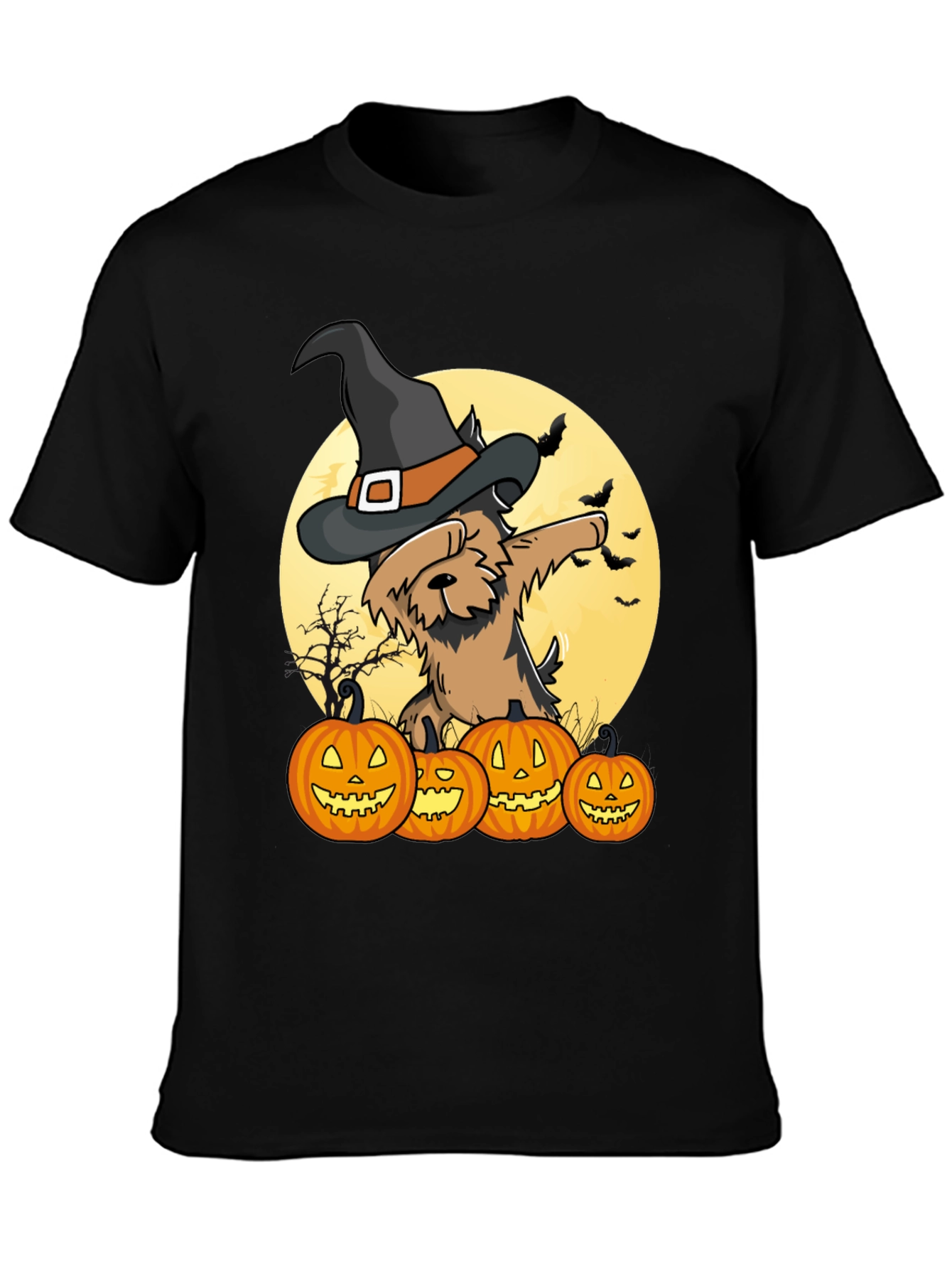 Camiseta Halloween Perro Bruja Calabazas