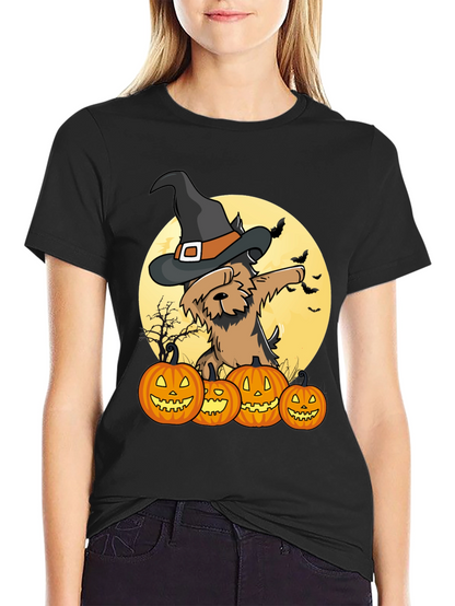 Camiseta Halloween Perro Bruja Calabazas