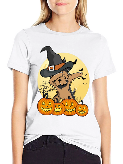 Camiseta Halloween Perro Bruja Calabazas