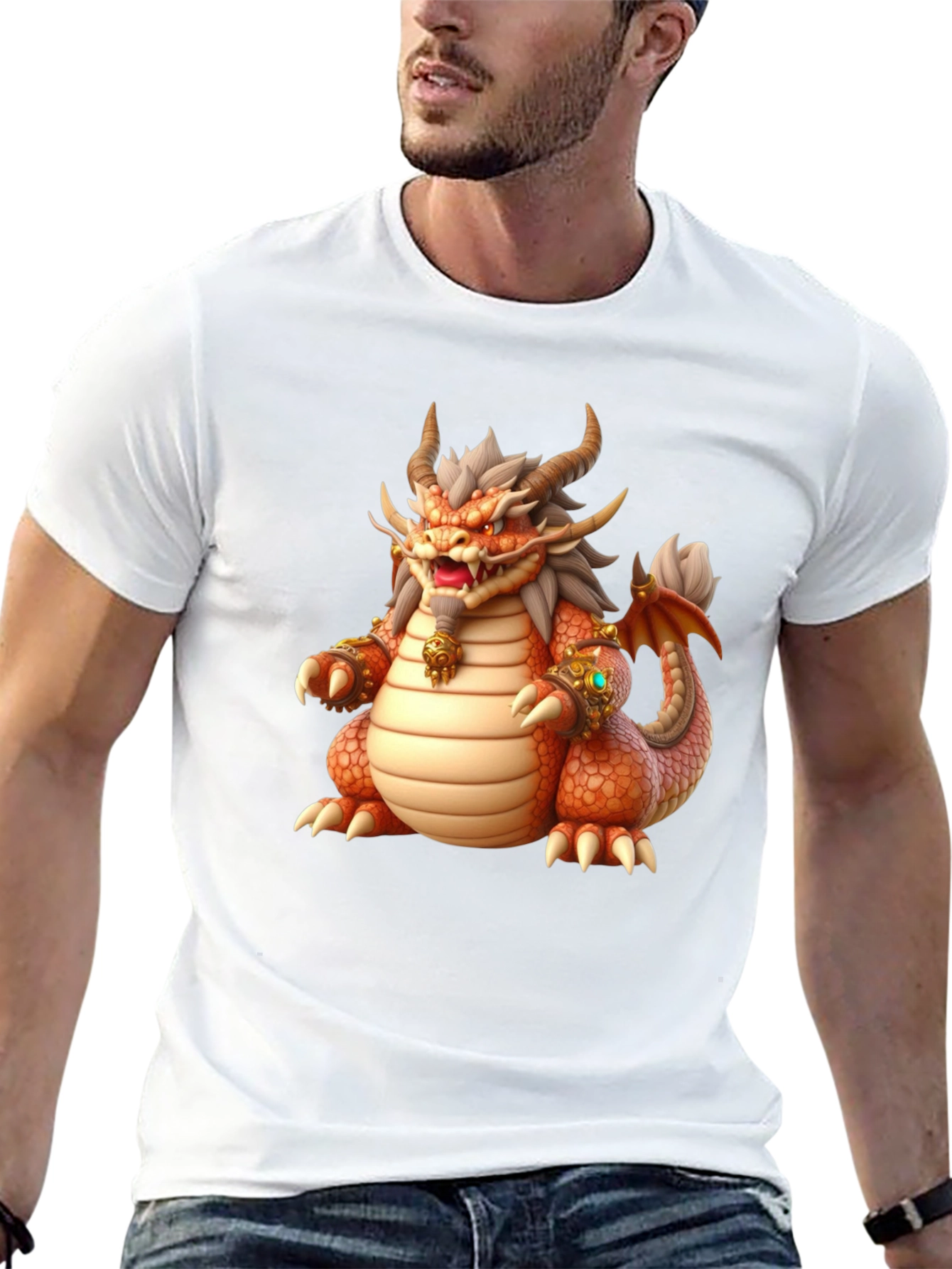 Camiseta Dragón Naranja para Hombre