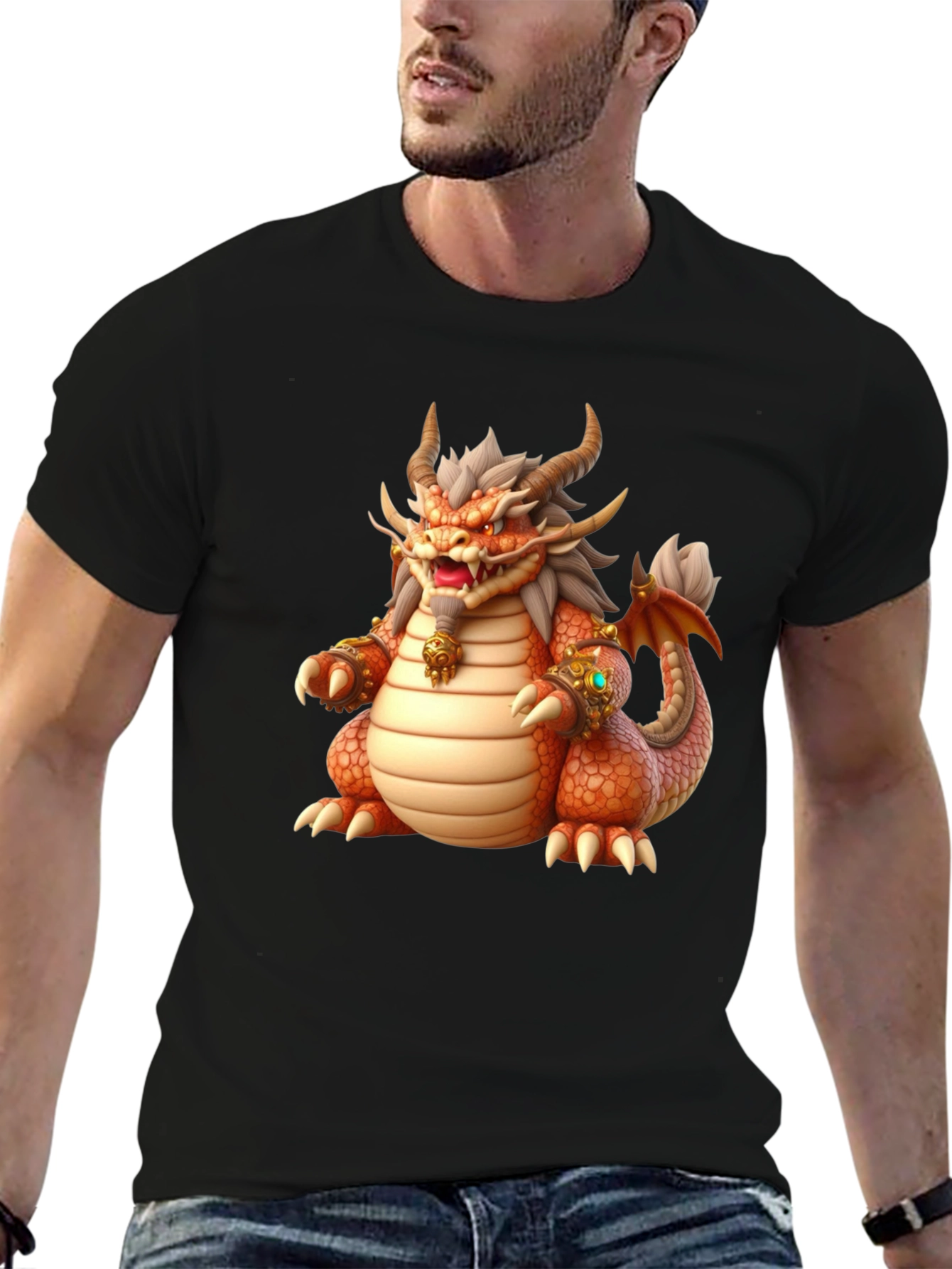 Camiseta Dragón Naranja para Hombre