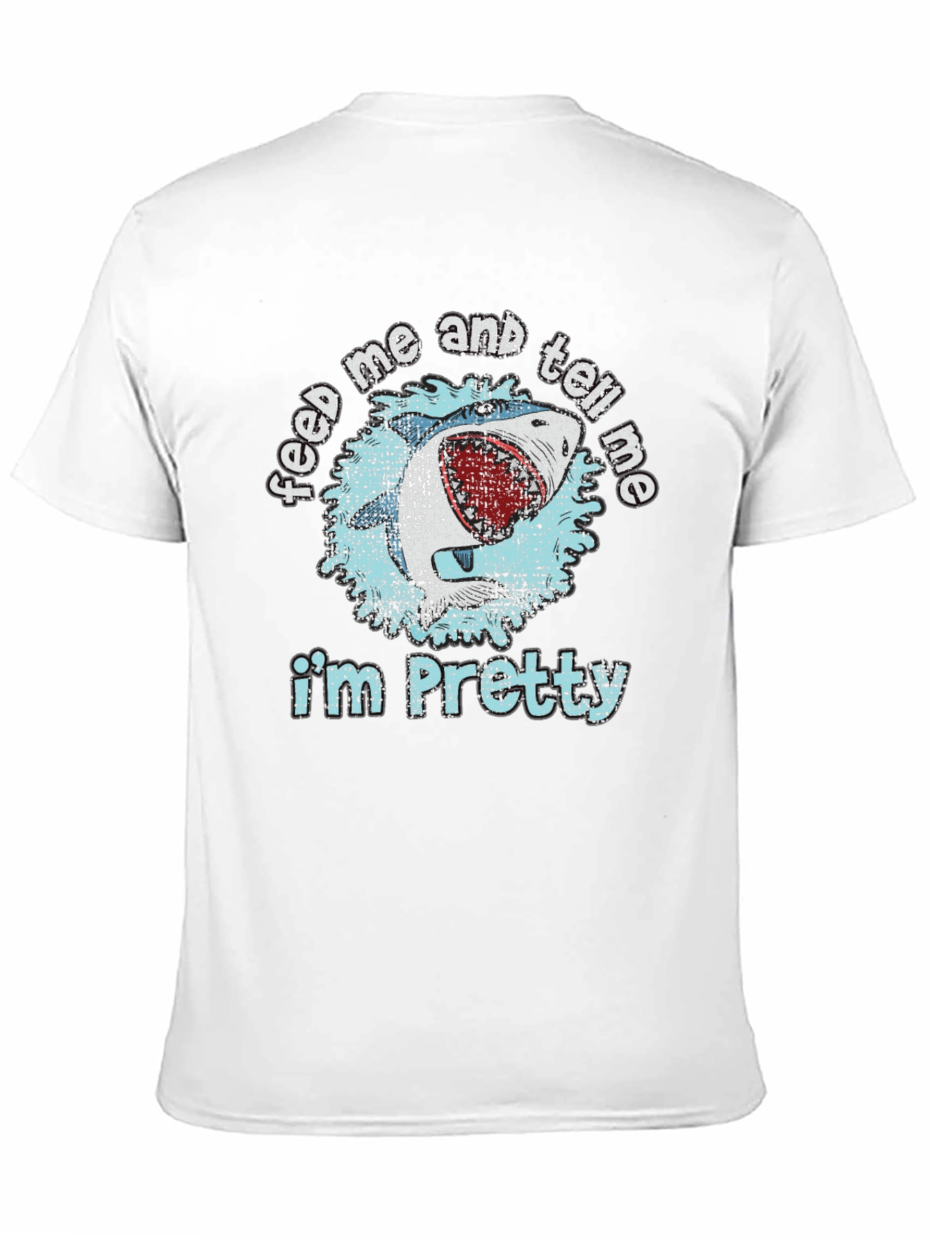 Camiseta Negra con Diseño de Tiburón Feed Me