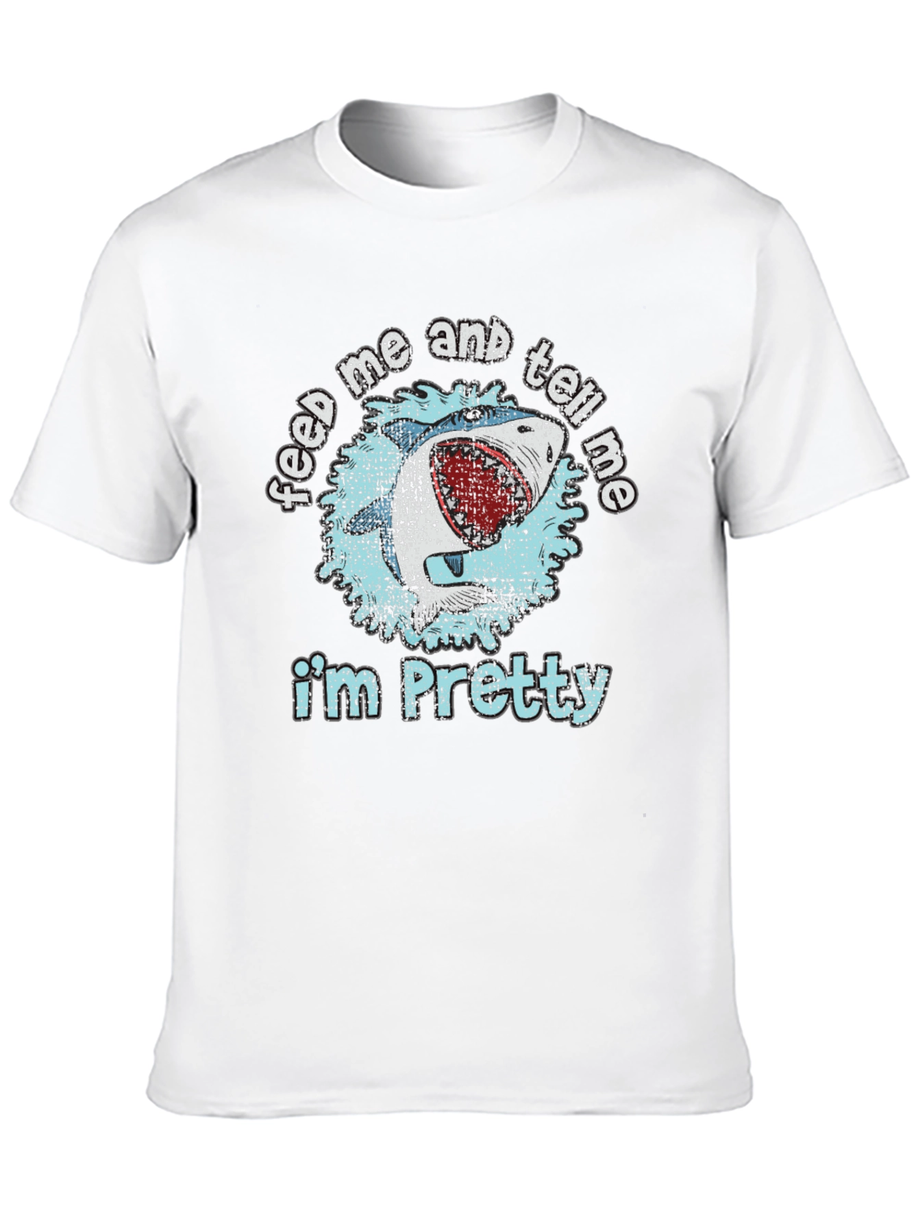Camiseta Negra con Diseño de Tiburón Feed Me