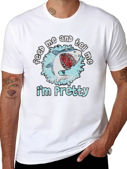Camiseta Negra con Diseño de Tiburón Feed Me