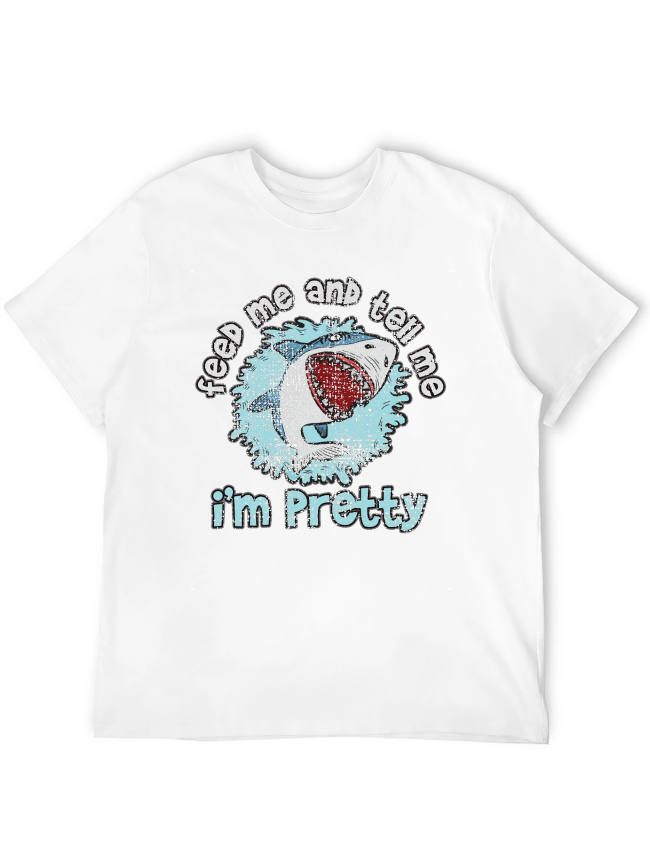 Camiseta Negra con Diseño de Tiburón Feed Me