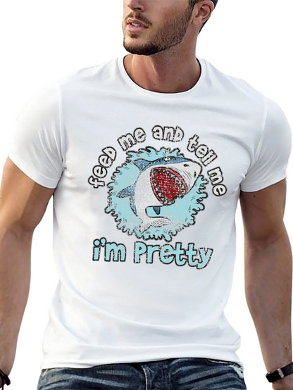 Camiseta Negra con Diseño de Tiburón Feed Me