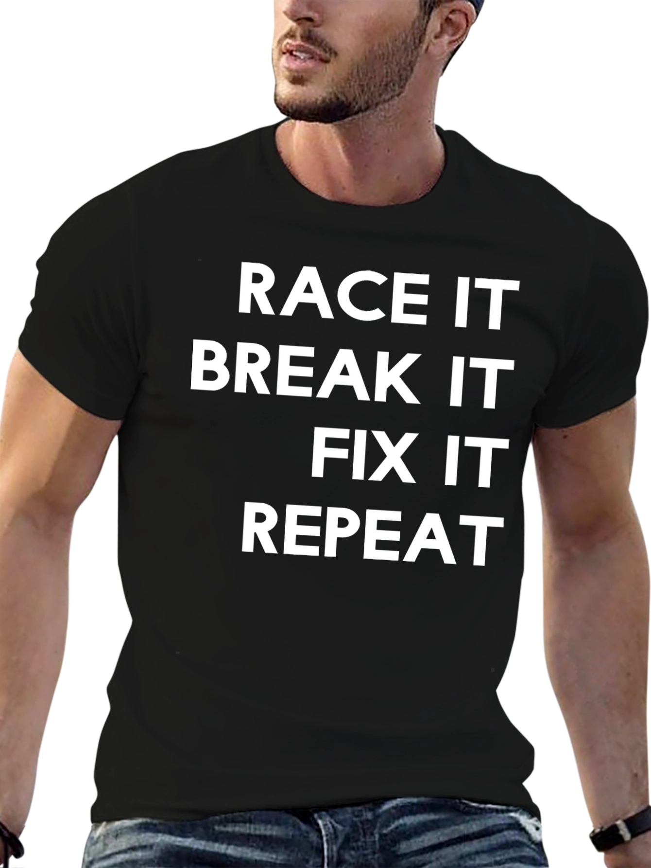 Camiseta Negra: Race It Break It Fix It Repeat
