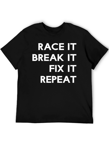 Camiseta Negra: Race It Break It Fix It Repeat