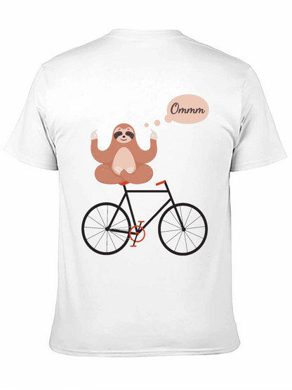 Camiseta Negra con Diseño de Perezoso Meditando en Bici