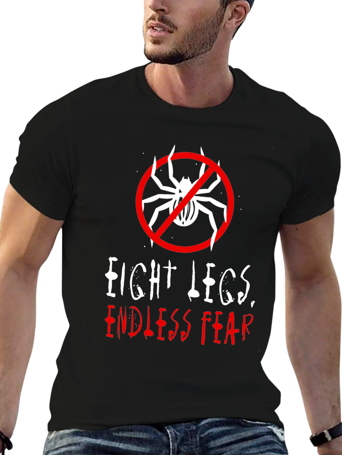 Camiseta Negra: Ocho Patas Miedo Infinito