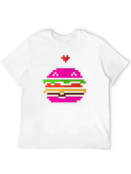 Camiseta Negra con Diseño de Hamburguesa Pixelada
