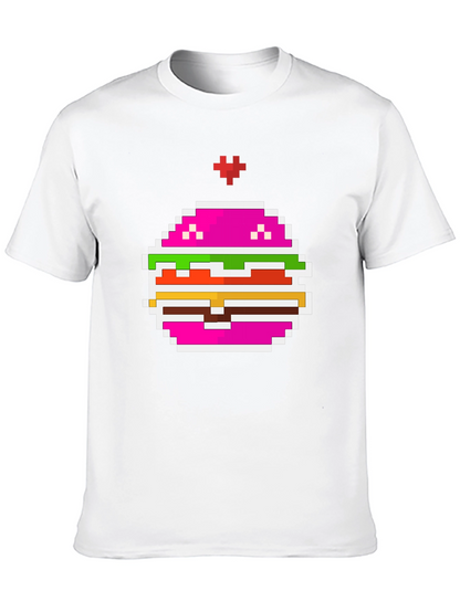 Camiseta Negra con Diseño de Hamburguesa Pixelada