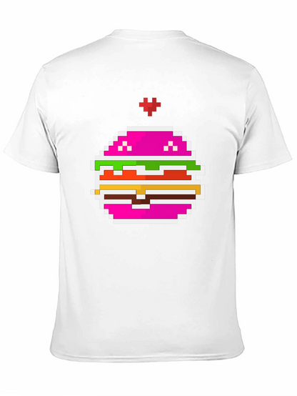 Camiseta Negra con Diseño de Hamburguesa Pixelada