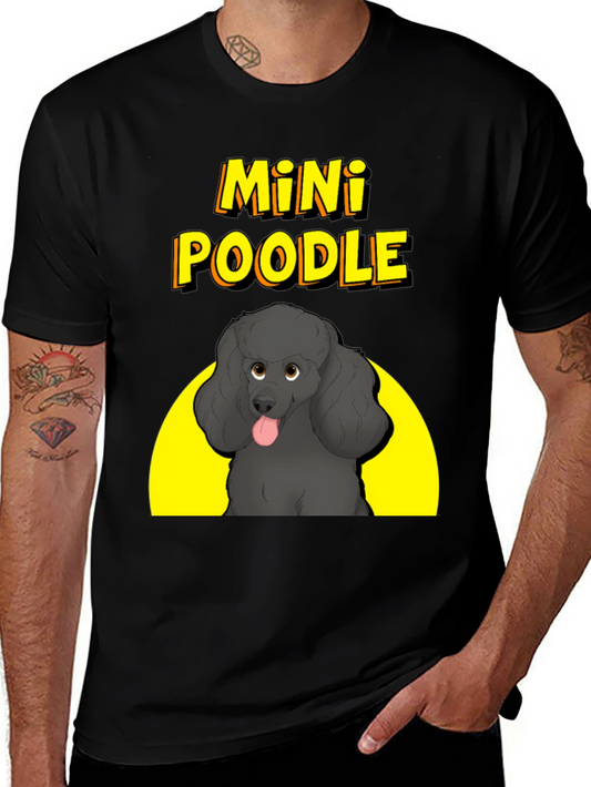 Camiseta Negra Mini Poodle Divertida para Amantes de los Perros