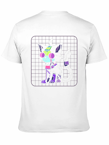 Camiseta Negra con Diseño de Gato Cibernético
