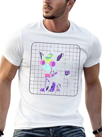 Camiseta Negra con Diseño de Gato Cibernético
