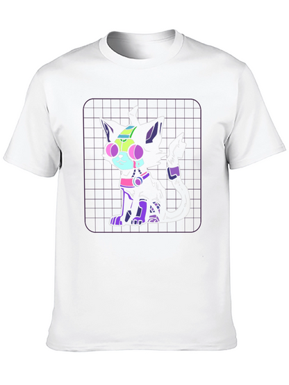 Camiseta Negra con Diseño de Gato Cibernético