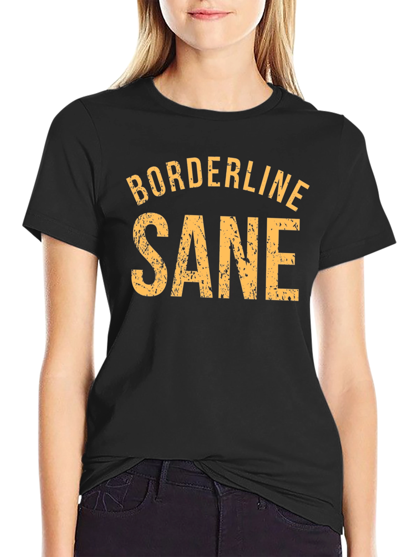Camiseta Negra: Borderline Sane - Estilo Casual
