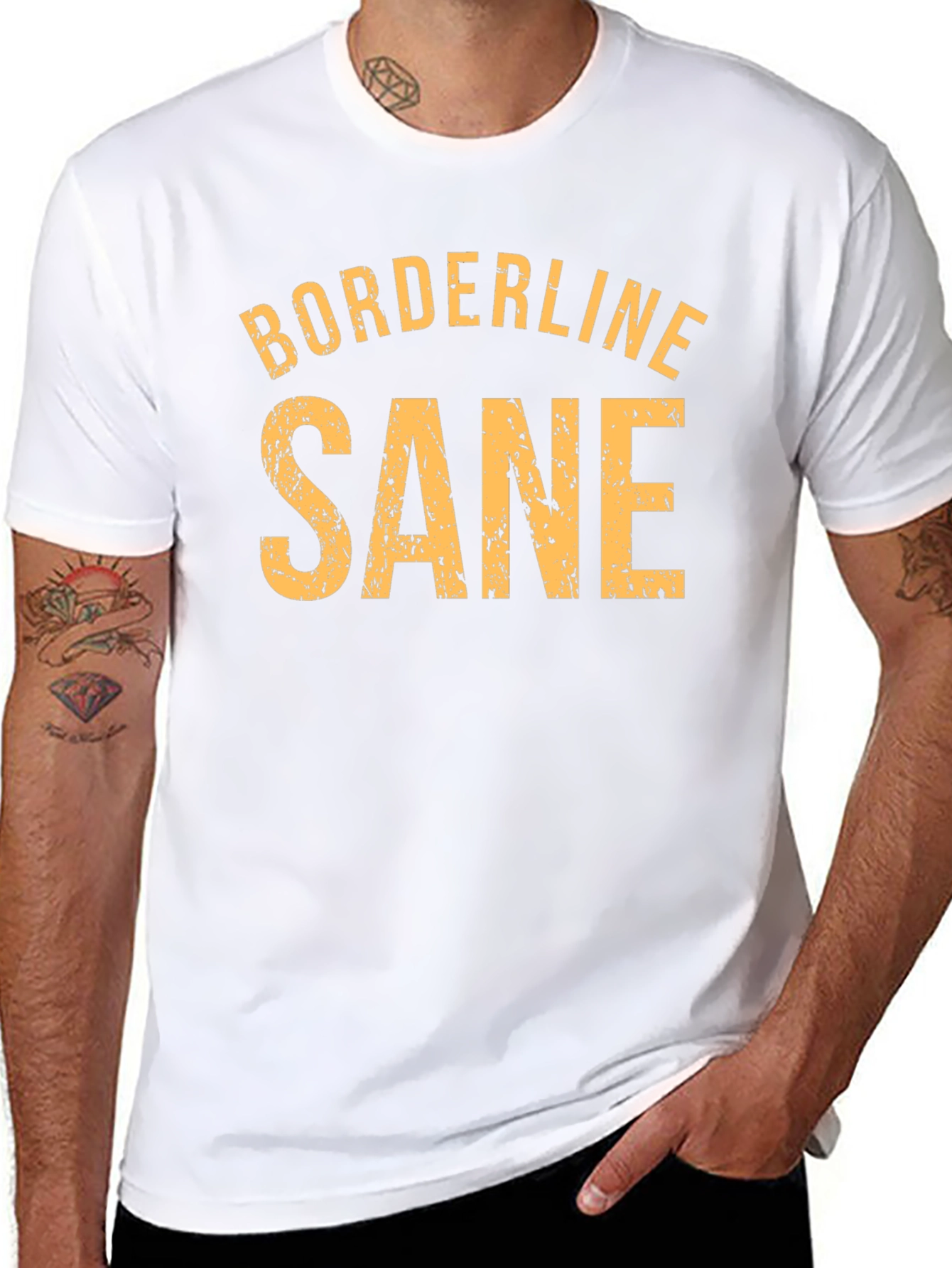 Camiseta Negra: Borderline Sane - Estilo Casual