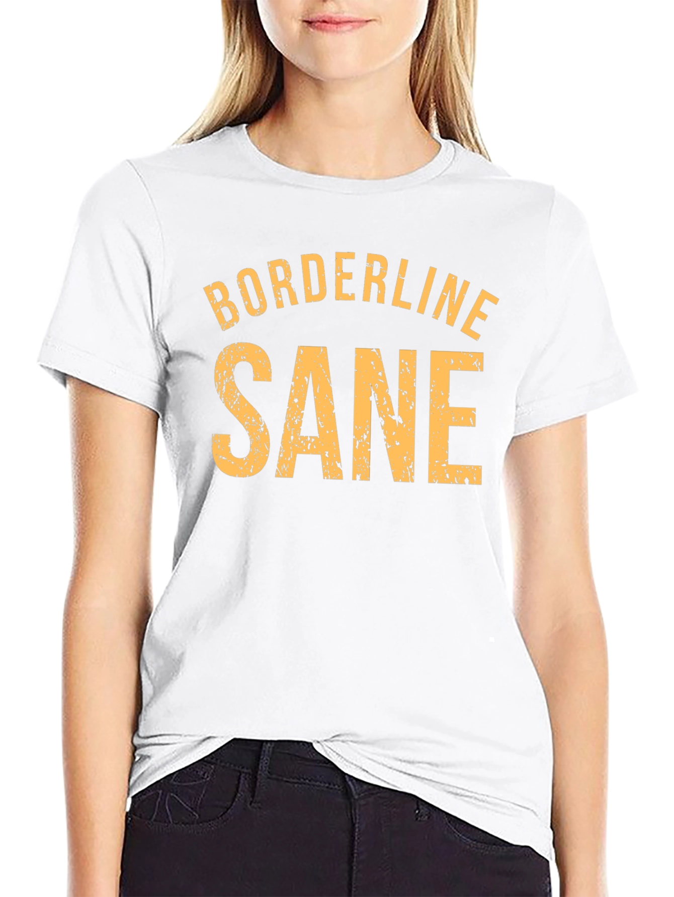 Camiseta Negra: Borderline Sane - Estilo Casual