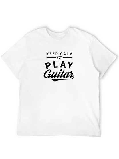Camiseta Negra Hombre Keep Calm and Play Guitar