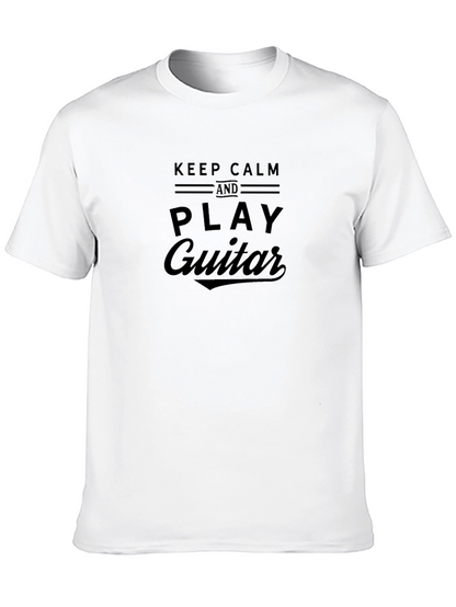 Camiseta Negra Hombre Keep Calm and Play Guitar