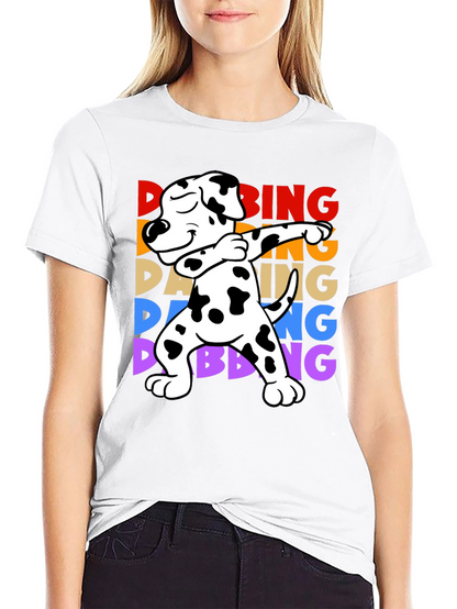 Camiseta Negra con Diseño de Perro Dálmata Dab