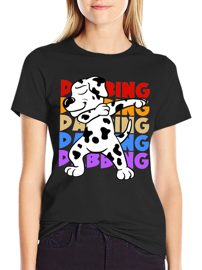 Camiseta Negra con Diseño de Perro Dálmata Dab