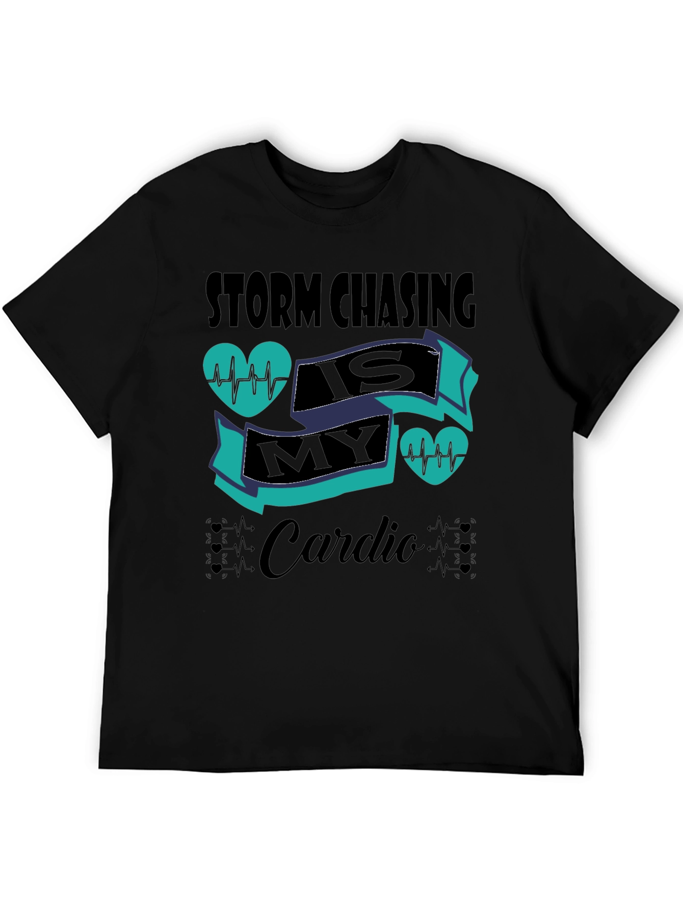 Camiseta Negra Storm Chasing is My Cardio
