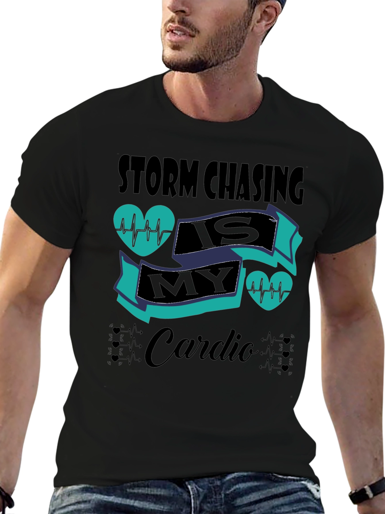 Camiseta Negra Storm Chasing is My Cardio