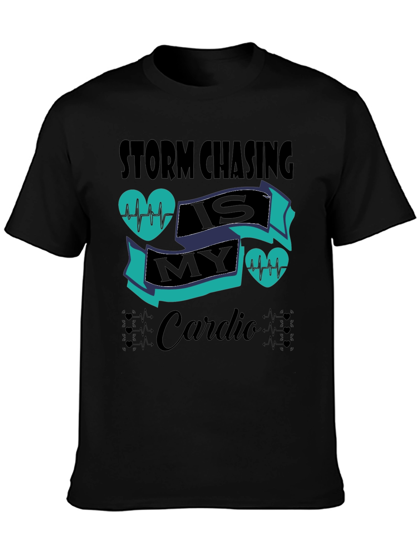 Camiseta Negra Storm Chasing is My Cardio