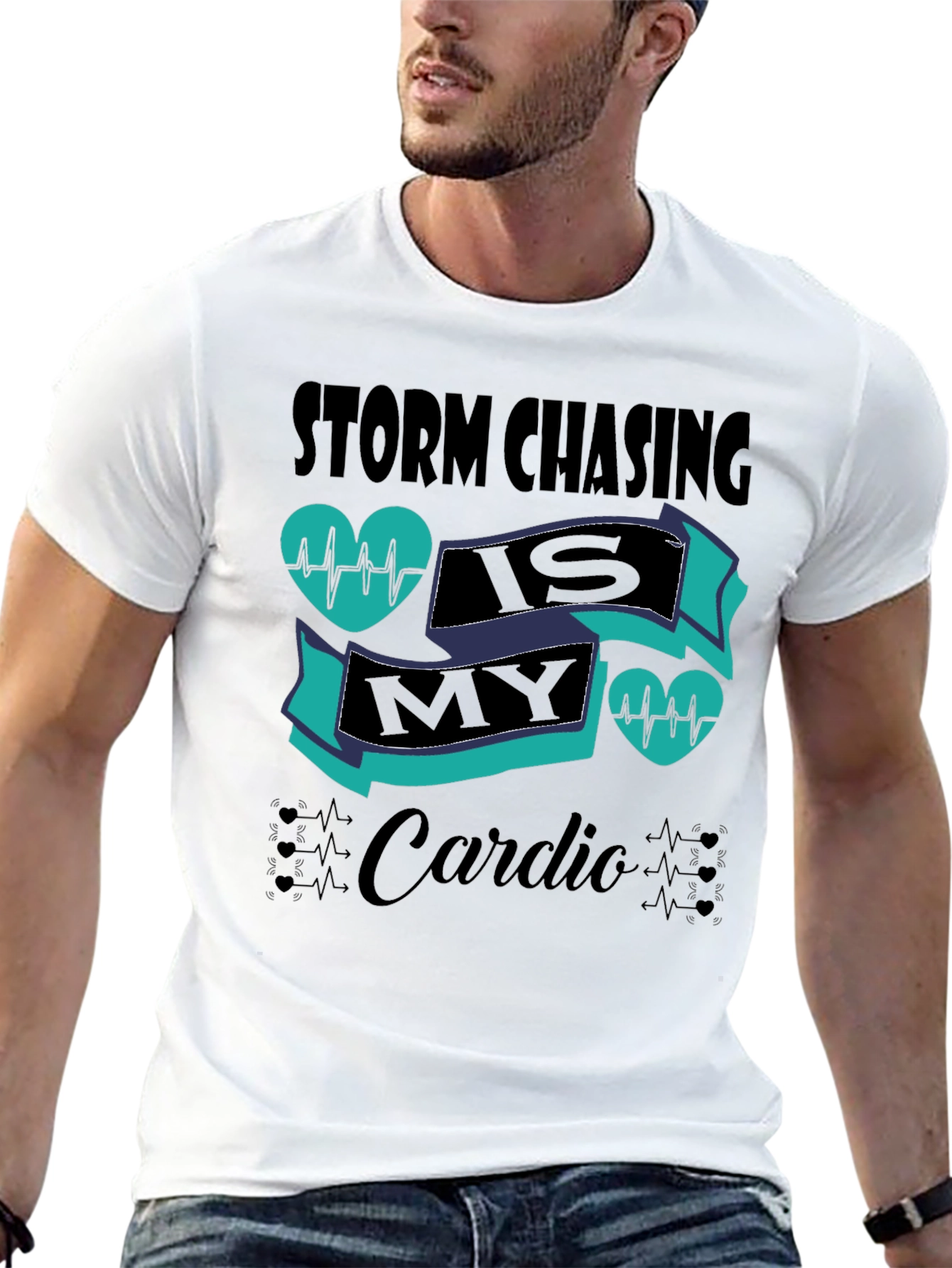 Camiseta Negra Storm Chasing is My Cardio