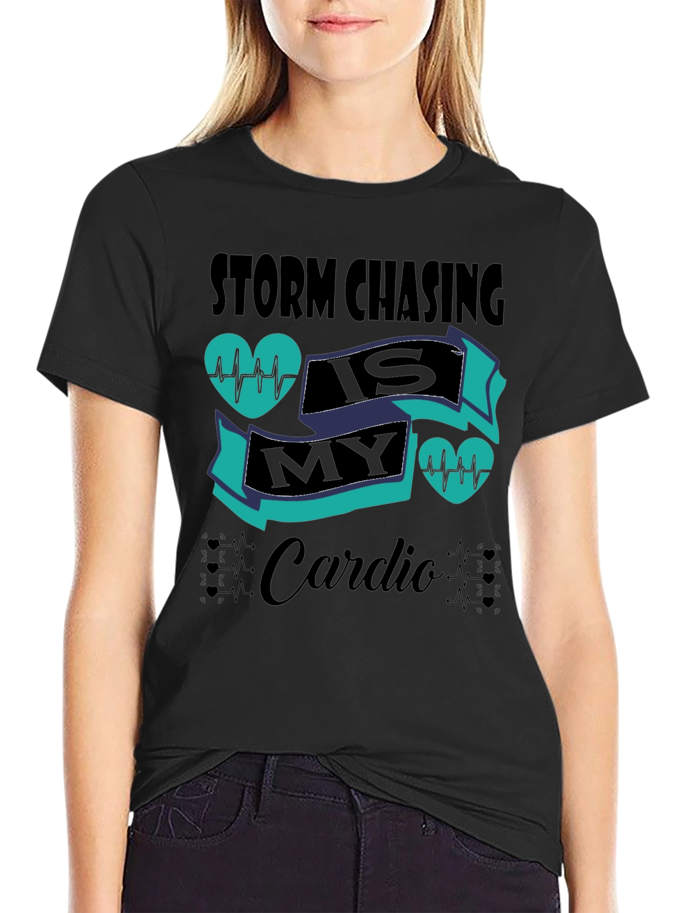Camiseta Negra Storm Chasing is My Cardio