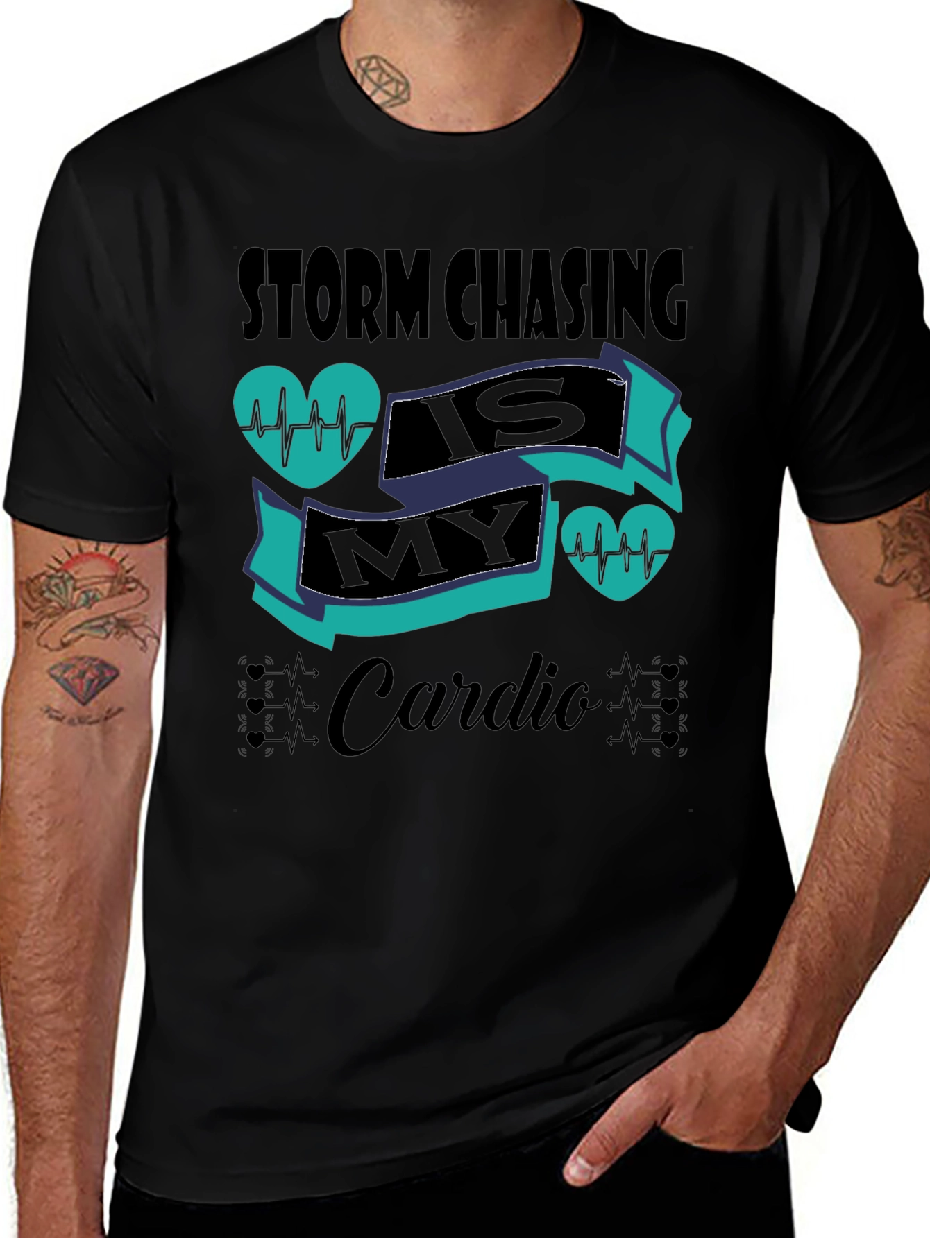 Camiseta Negra Storm Chasing is My Cardio