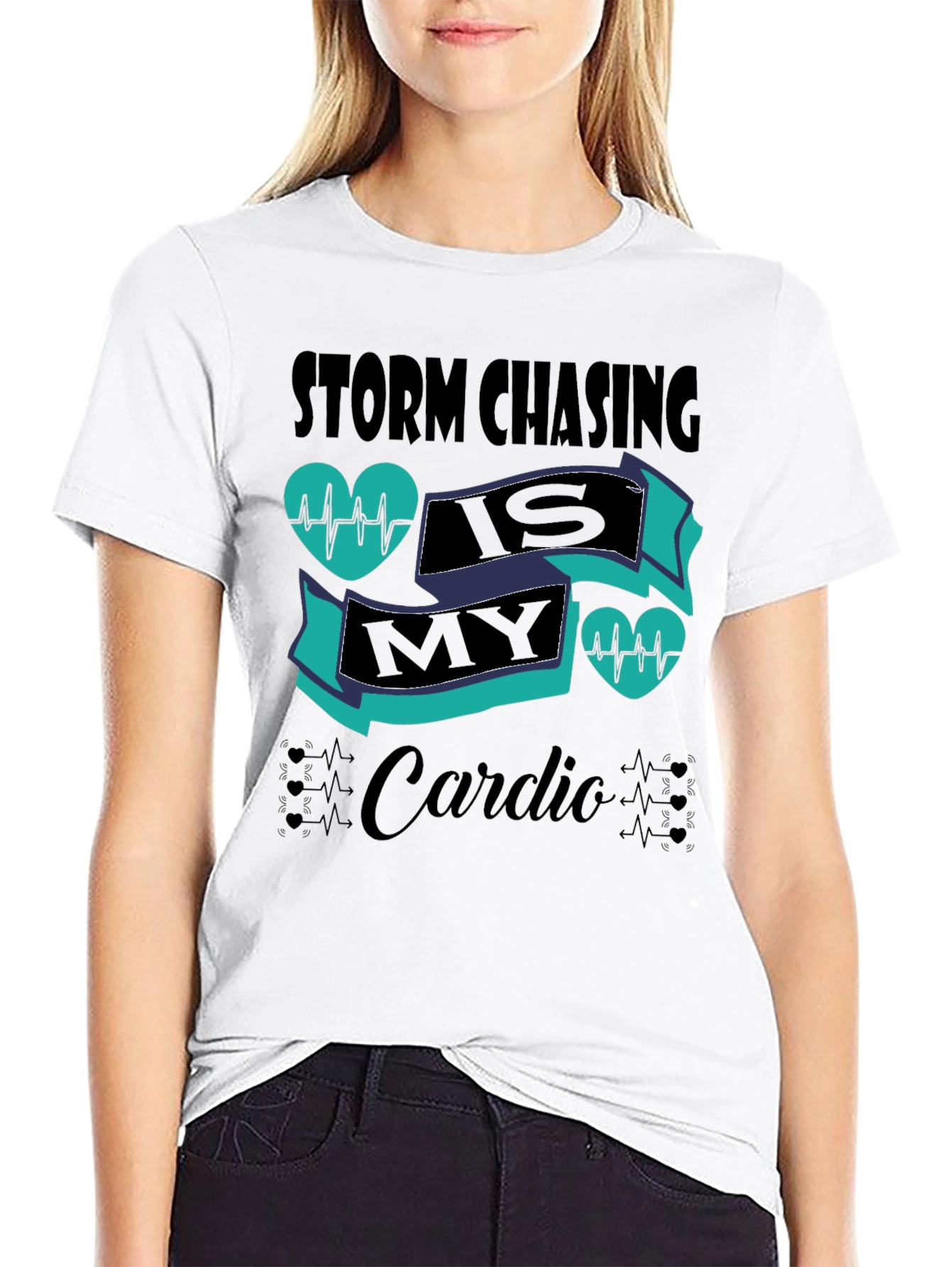 Camiseta Negra Storm Chasing is My Cardio