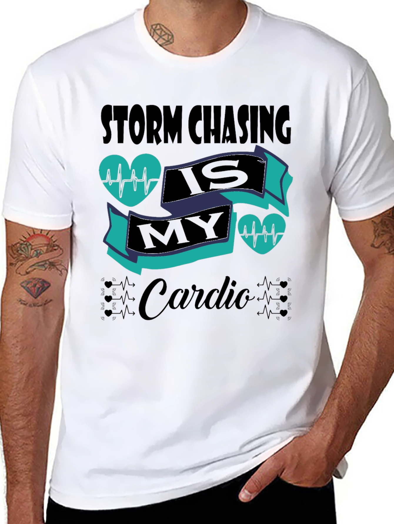 Camiseta Negra Storm Chasing is My Cardio