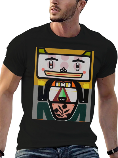 Camiseta Negra con Diseño Artístico Abstracto