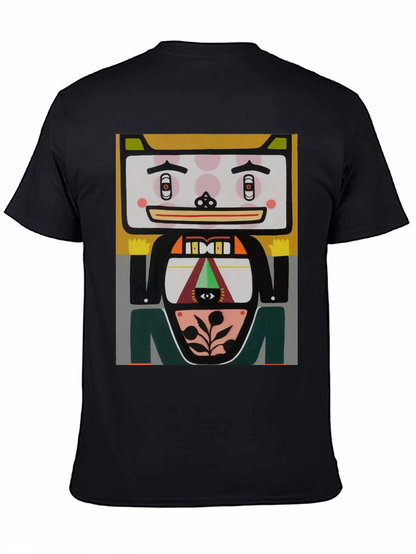 Camiseta Negra con Diseño Artístico Abstracto